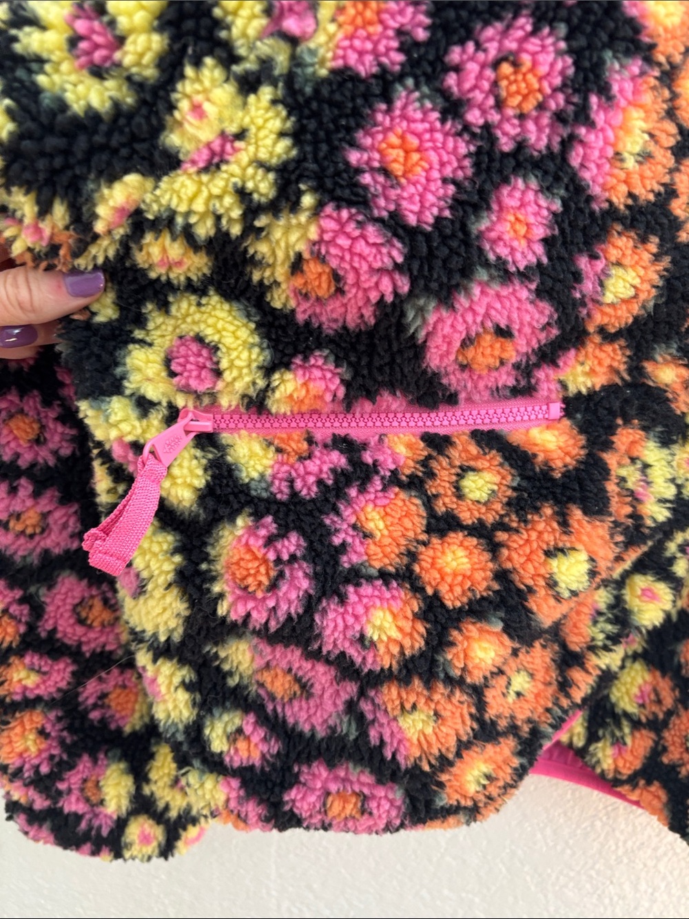 Free People Movement Hit the Slopes Floral Print Fleece Jacket Size Small - Picture 7 of 14
